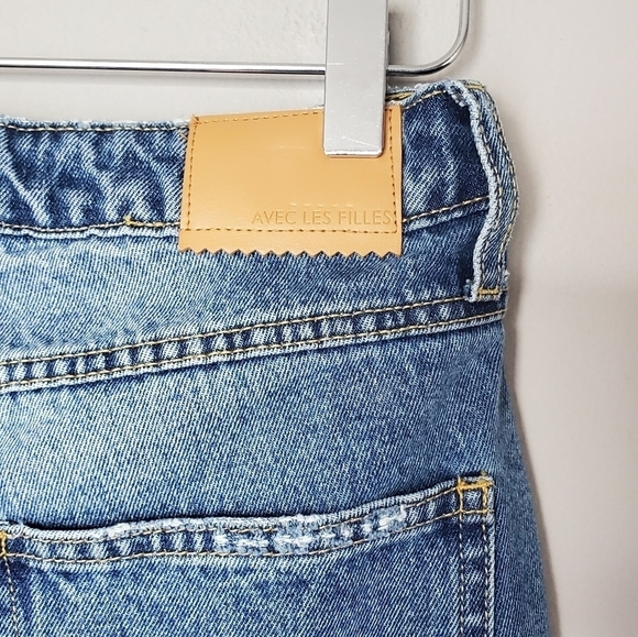 Avec Les Filles High Rise Straight Leg Western Distressed Jeans - Picture 5 of 8